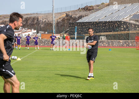 Frank James Lampard, OBE, Manager von Derby County Football Club, mit dem Team während der Saison an der T3-Training Service in Costa Adeje, Stockfoto