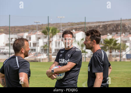 Frank James Lampard, OBE, Manager von Derby County Football Club, mit Chris Jones, Jody Morris während der Saison Ausbildung in Teneriffa Stockfoto