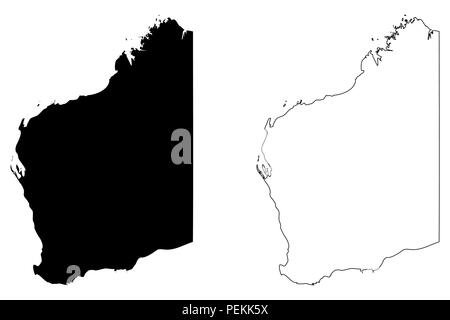 Western Australia (die australischen Bundesstaaten und Territorien, WA) Karte Vektor-illustration, kritzeln Skizze Western Australien Karte Stock Vektor