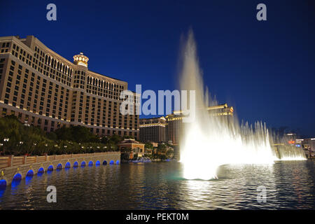 Das Bellagio Hotel Brunnen auf dem Las Vegas Strip, Nevada, USA Stockfoto