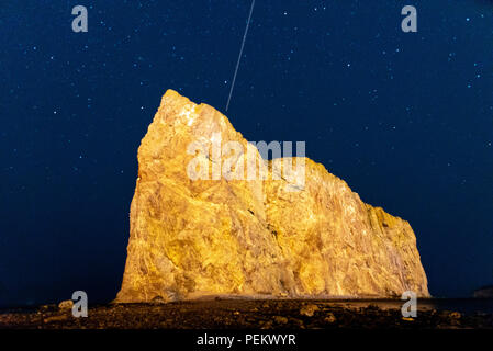 Majestic Perce Rock, ein beliebtes Touristenziel in Quebec, Kanada Stockfoto