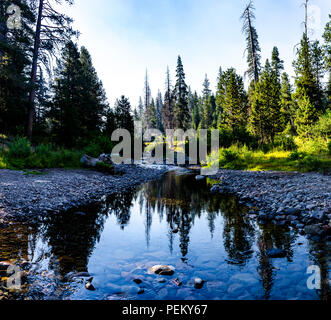 Long Valley Creek mit Rauch aus dem Ferguson Brand füllen die Luft im Stanislaus National Forest in Kalifornien Sierra Nevada Stockfoto