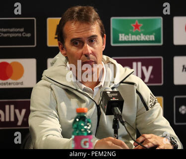 Julen Lopetegui Manager von Real Madrid während der Pressekonferenz nach 2018 Internationale Champions Cup Spiel Real Madrid Roma an MetLife Stadium vs. Stockfoto