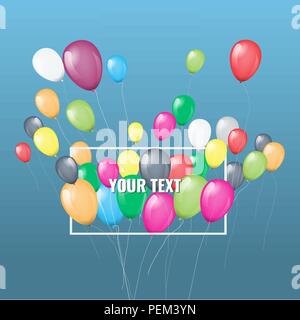 Vektor Feiern und Urlaub Hintergrund mit bunten Ballons und Textrahmen. Stock Vektor
