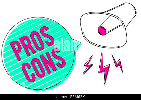 Konzeptionelle Handschrift zeigen Profis Kons. Business foto Präsentation der günstigen und ungünstigen Faktoren oder aus Gründen der Person Megaphon grünen Rede Stockfoto