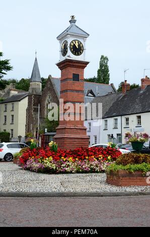 Jubilee Clock Tower Twyn Square Jubiläum der Königin Victorias Herrschaft Usk Monmouthshire Wales Cymru GROSSBRITANNIEN Stockfoto