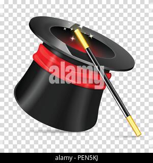 Zauberer Hut mit Zauberstab Stock Vektor