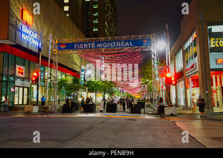 Montreal, Kanada, 15. August 2018. Eingang zu Gay Montreal's Dorf. Credit: Mario Beauregard/Alamy leben Nachrichten Stockfoto