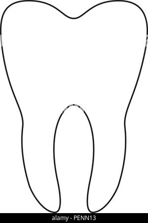 Line Art Schwarz und Weiß gesunder Zahn Stock Vektor
