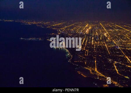 Chicago Hafen Luftaufnahme in der Morgendämmerung, Illinois, USA, Nordamerika Stockfoto