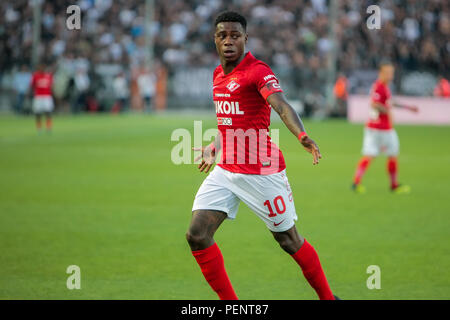 Thessaloniki, Griechenland - August 8, 2018: die Spieler von Spartak Quincy Promes in Aktion während der UEFA Champions League dritte qualifikationsrunde zwischen PAO Stockfoto