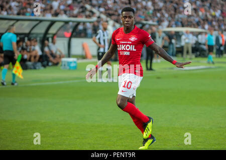 Thessaloniki, Griechenland - August 8, 2018: die Spieler von Spartak Quincy Promes in Aktion während der UEFA Champions League dritte qualifikationsrunde zwischen PAO Stockfoto