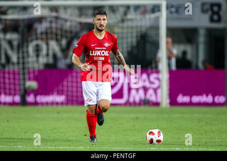 Thessaloniki, Griechenland - August 8, 2018: die Spieler von Spartak Salvatore Bocchetti in Aktion während der UEFA Champions League dritte Qualifikationsrunde zwisch Stockfoto