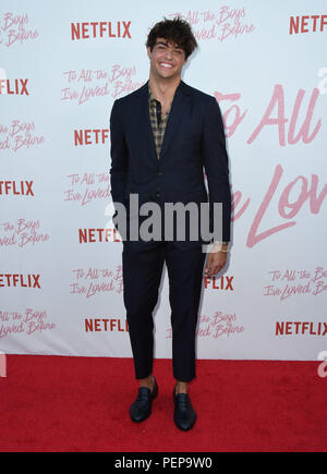 Culver City, CA, USA. August 2018. 16. August 2018 - Culver City, Kalifornien - Noah Centineo. Netflix's "To All the Boys I've Loved Before" Los Angeles Screening fand in Arclight Culver City statt. Foto: Birdie Thompson/AdMedia Stockfoto