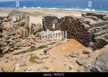 Gold Mill Ruinen der Hütte auf der Insel Aruba. Stockfoto