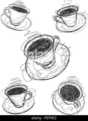 Kaffee Tasse Skizzen Stock Vektor