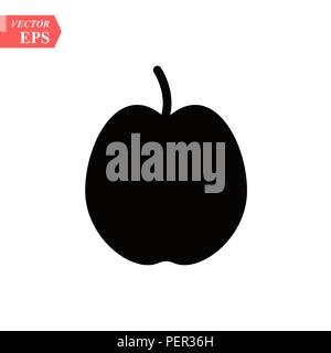 Apple Symbol in schwarze Silhouette Stil. Vector Illustration mit Apple auf weißem Hintergrund. schwarze Silhouette Obst Objekt für Web eps 10. Stock Vektor