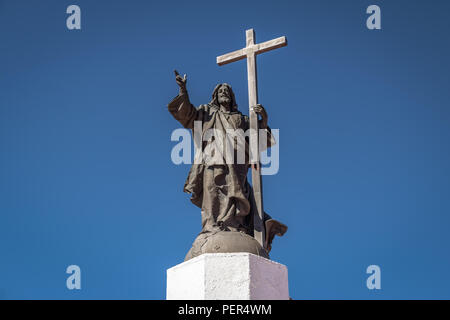 Cristo Redentor de Los Andes (Christus der Erlöser der Anden) Denkmal an die Cordillera de Los Andes - Argentinien und Chile Grenze Stockfoto