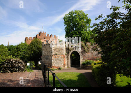 Hertford Castle, Hertford, Hertfordshire. Das Schloss steht im Herzen der Stadt und war einst die Heimat der Sächsischen Könige Stockfoto