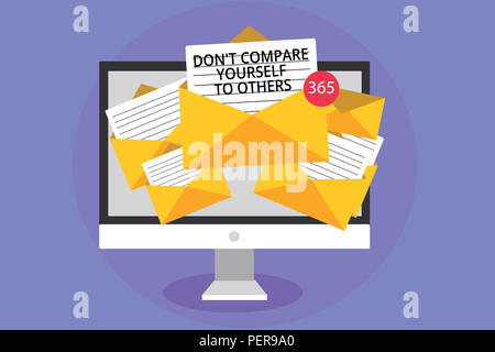 Wort schreiben Text Don t sich nicht mit anderen Vergleichen. Business Konzept für Ihre eigene Version einzigartige original Computer empfangen von e-Mails wichtig m sein Stockfoto