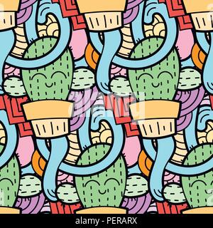 Lustige doodle Monster nahtlose Muster für Drucke, Designs und Malbücher. Vector Illustration Stock Vektor