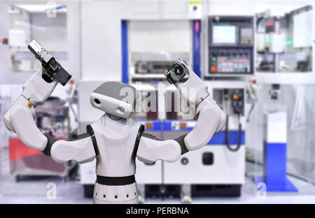 Moderne Robotersystem in der Fabrik-, Industrie roboter Konzept. Stockfoto