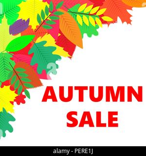 Verkauf Banner mit Blätter im Herbst Stock Vektor