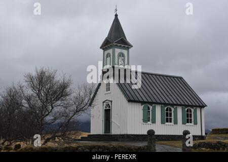 Þingvallakirkja - die schöne Kirche von þingvellir Nationalpark Stockfoto