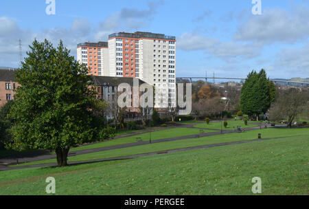 Eine Ansicht von Dalmuir Park, Clydebank, Schottland Stockfoto