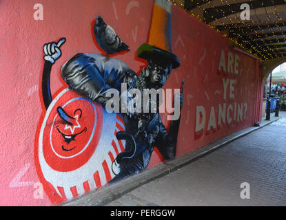 Graffiti in der Nähe zu Sloans Bar, Argyle Street, Glasgow, Schottland Stockfoto