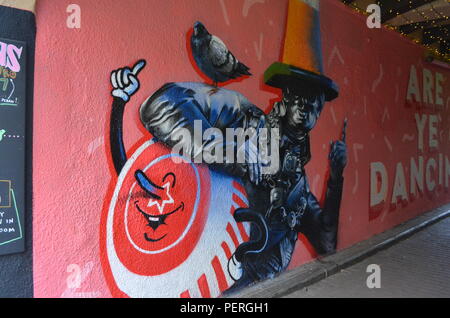 Graffiti in der Nähe zu Sloans Bar, Argyle Street, Glasgow, Schottland Stockfoto