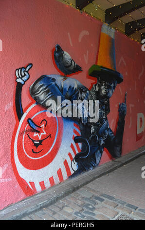 Graffiti in der Nähe zu Sloans Bar, Argyle Street, Glasgow, Schottland Stockfoto