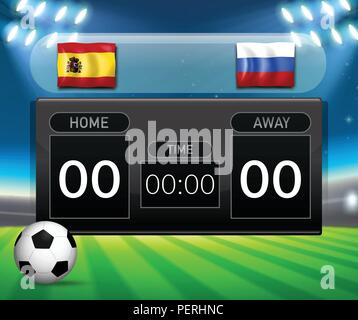 Spanien VS Russland Fußball-Anzeigetafel template Abbildung Stock Vektor