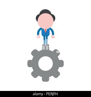 Vector Illustration Geschäftsmann Zeichen stehen auf dem Zahnrad. Stock Vektor