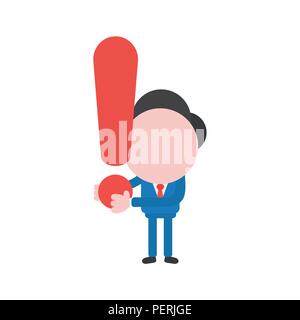 Vector Illustration Geschäftsmann Charakter holding Ausrufezeichen. Stock Vektor