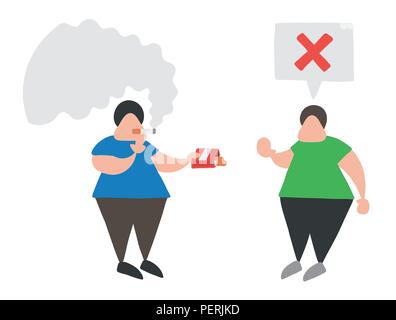Vector Illustration cartoon mann Charakter rauchen und mit Zigarette auf andere Menschen und sagt Nein. Stock Vektor