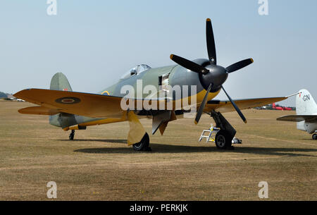 Hawker Sea Fury. Britische Kampfflugzeuge. Letzte Flugzeugen mit Kolbenmotoren. Stockfoto