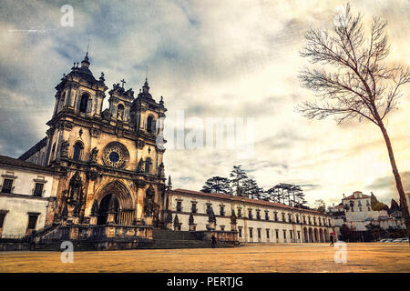 Beeindruckende Alcobaca Kloster, Panoramaaussicht, Portugal. Stockfoto