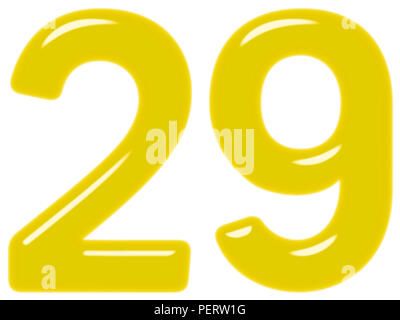Ziffer 29, neunundzwanzig, isoliert auf weißem Hintergrund, 3d render Stockfoto
