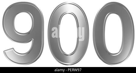 Ziffer 900 neunhundert, isoliert auf weißem Hintergrund, 3d render Stockfoto