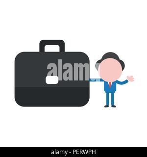 Vector Illustration Konzept der Geschäftsmann Charakter Holding schwarze Aktenmappe. Stock Vektor