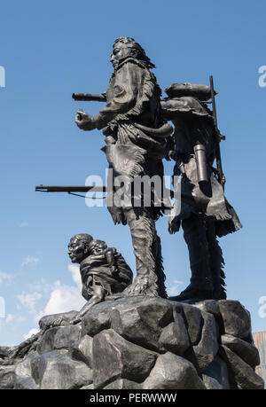 Lewis und Clark Memorial Skulptur in Fort Benton, Montana, USA Stockfoto