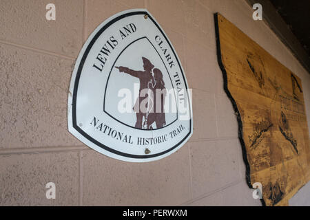 Historische Markierungen in Fort Benton, Montana, USA Stockfoto