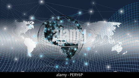 Die globale Welt mit digitalen links und glühende Verbindungen Stockfoto