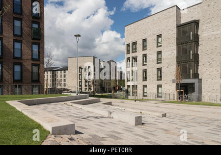 2018 sah den Abschluss der letzten Phase der öffentlichen Wohnungsbau Erneuerung in Anderston, Glasgow mit neuen Build Gehäuse von 206 Wohnungen für 25 Millionen £ Stockfoto