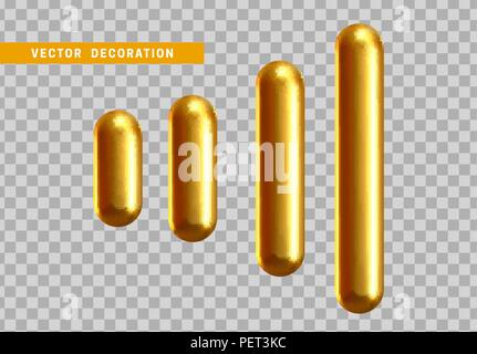 3D-Form isoliert goldene Kapsel auf transparenten Hintergrund. Stock Vektor