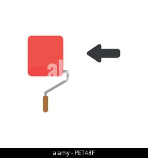 Vector Illustration Konzept der roten Pinsel roller Ikonenmalerei. Stock Vektor