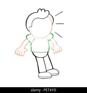 Vektor hand gezeichnete Karikatur Illustration des Menschen schockiert und überrascht. Stock Vektor