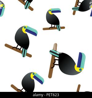 Vector Illustration. Nahtlose Muster. Der Tropican Thema ist die Toucan Vogel Stock Vektor