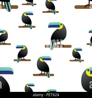 Vector Illustration. Nahtlose Muster. Der Tropican Thema ist die Toucan Vogel Stock Vektor